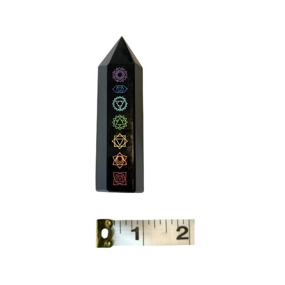 Obsidian Crystal 2PC Obelisk Seven Chakra Towers Black Protection Spiritual - Picture 5 of 6